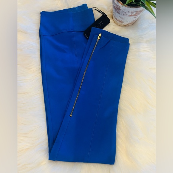 Royal Blue Active Slim Fit Leggings Ankle Length Stretch Pants Zippers NWT M Med - Picture 14 of 14